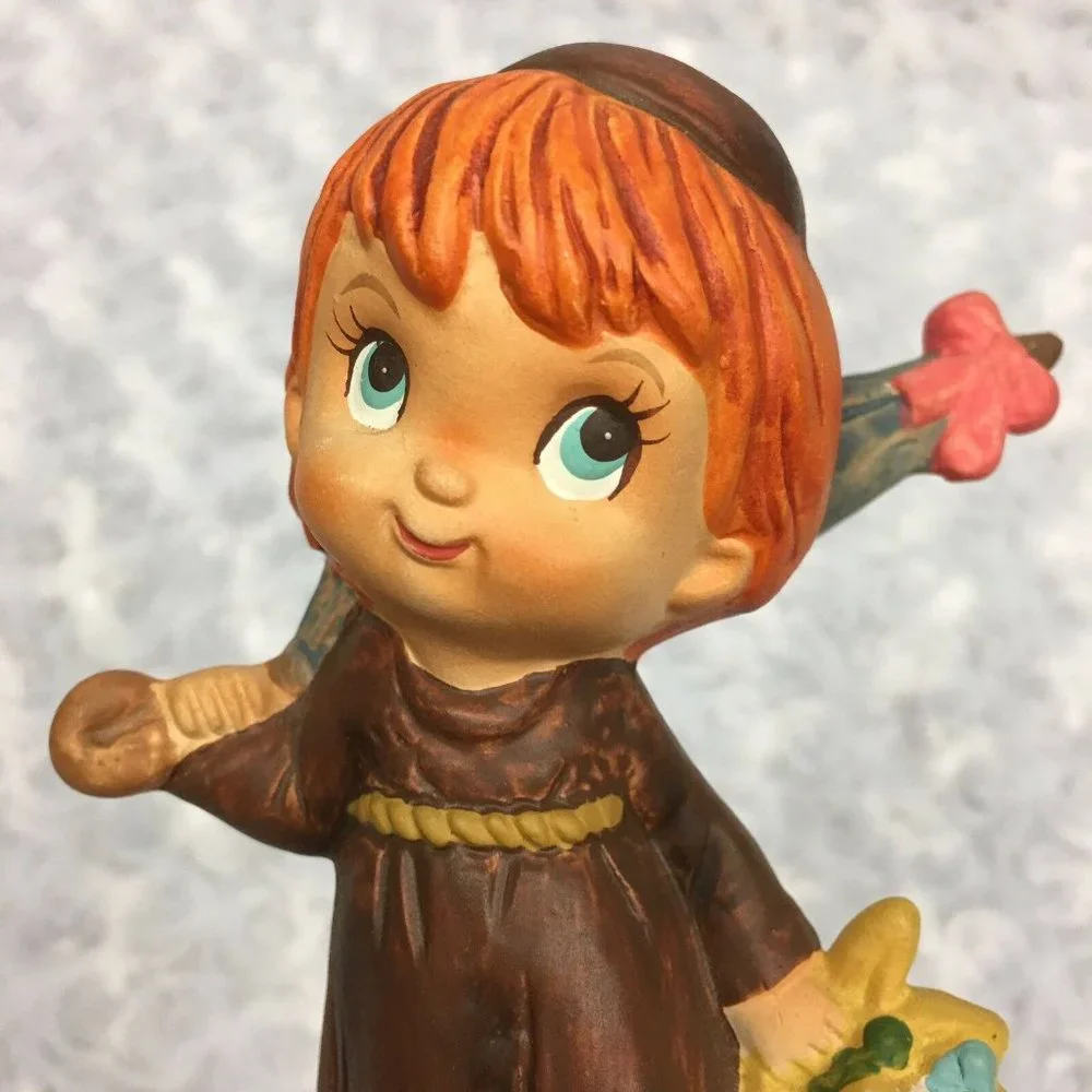 Vtg‎ Little Folks Monk Figurines Hand Painted